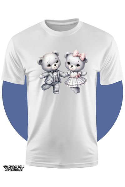 StoryGift Romania Tricou Copii Cu O Ursoaica Si Un Urs, Ilustratie, Danseaza, Se Simt Bine, Fericire, Valent