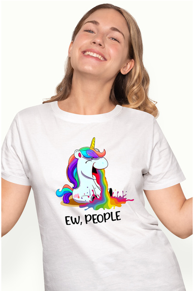 StoryGift Romania Tricou Femei cu un unicorn care vomita, ilustratie, ii este...