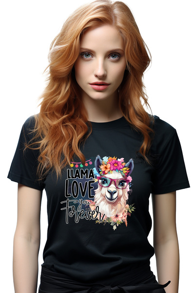 StoryGift Romania Tricou Femei cu lama cu ochelari si cu flori pe cap cu mesa...