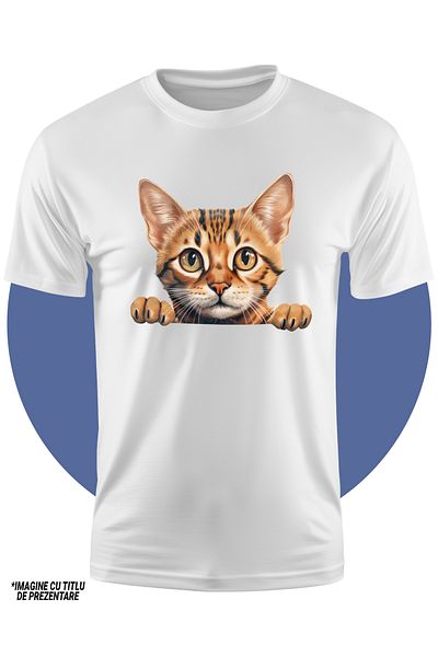 StoryGift Romania Tricou Copii Cu O Pisicuta Serioasa, Privire Surprinsa, Ilustratie, Foarte Atenta, Pentru