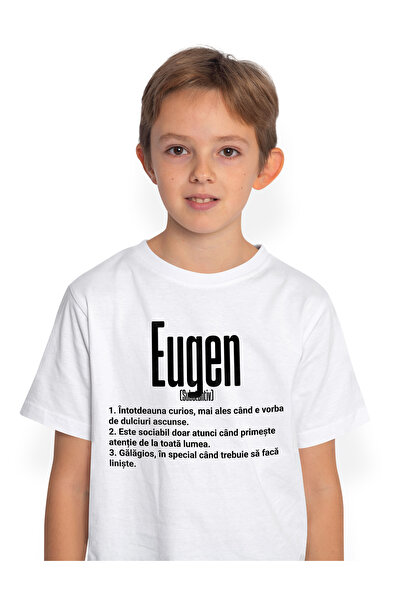 StoryGift Romania Tricou Copii Baieti Cu Numele Eugen, Cu Mesaj Amuzant, Curi...