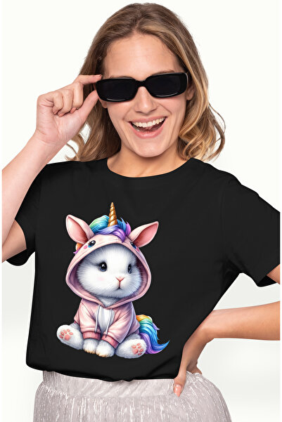 StoryGift Romania Tricou Femei cu un iepuras cu palarie de cowboy, ilustratie...