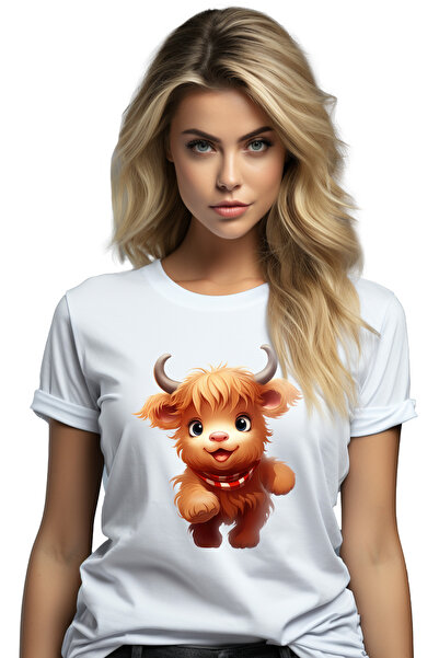 StoryGift Romania Tricou Femei cu un pui de zimbru vesel, ilustratie, blanos, sta in 2 picioare, f WHT_L