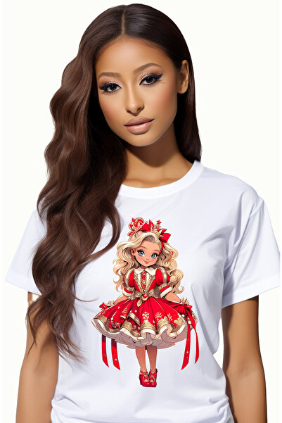 StoryGift Romania Tricou Femei cu o fetita dragalasa, ilustratie, rochie rosi...