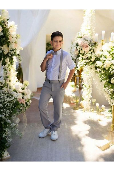 N.S.K NEWSTAR KİDS Boy's Suit with Bow Tie and Strap Shirt
