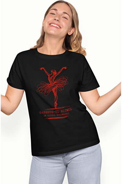 StoryGift Romania Tricou Femei Balerina Text Inspirational Gaseste-ti Ritmul ...