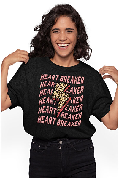 StoryGift Romania Tricou Femei cu un fulger in mijloc cu mesajul "Heart Break...