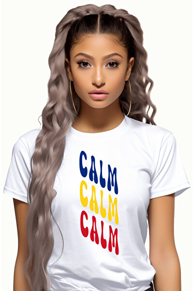 StoryGift Romania Tricou Femei Cuvantul Calm, in Culorile Steagului Romaniei,...