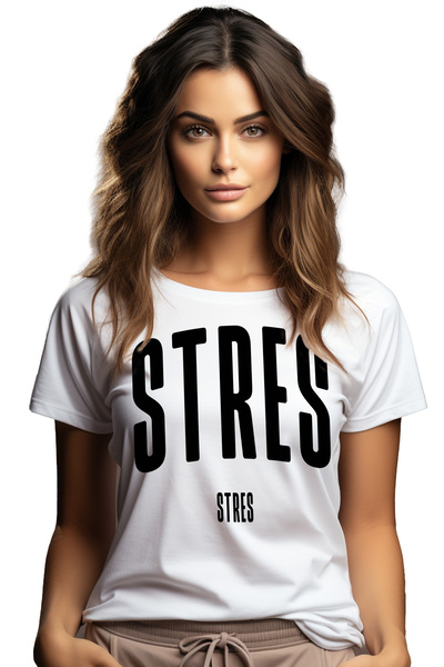 StoryGift Romania Tricou Femei Cuvantul Stres, Motivational, Self Help, Intel...