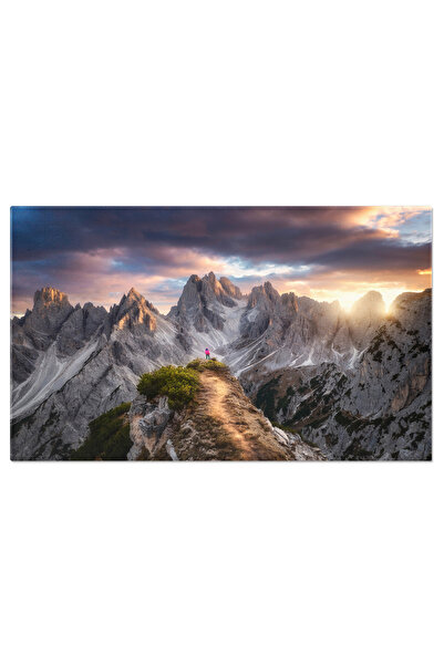 StoryGift Romania Tablou Canvas: Calatorie Pe Varf - Fata Pe Munte, Peisaj Mo...