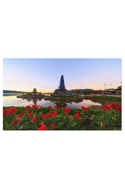 StoryGift Romania Tablou Canvas Pagoda Veche, Parc Cu Flori, Templu, Reflexie, Insula, Indonesia, Bali, Cult, Tra