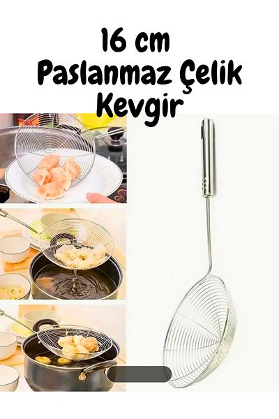 BRE HOME 16cm Stainless Steel Frying Colander Oil Drainer Steel Wire Scoop