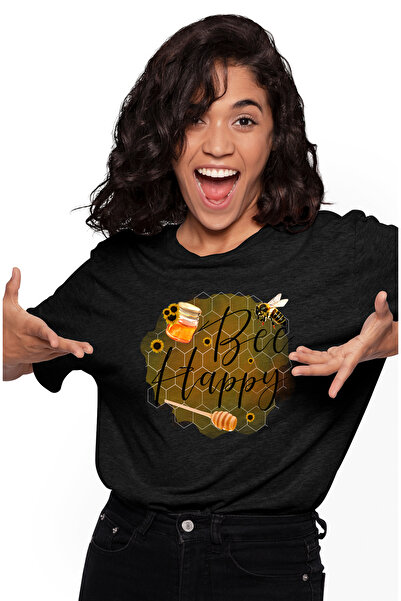 StoryGift Romania Tricou Femei cu albina cu fundal de fagure cu mesajul "Bee ...