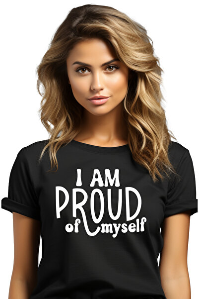 StoryGift Romania Tricou Femei cu mesajul in engleza "I am proud of myself" -...