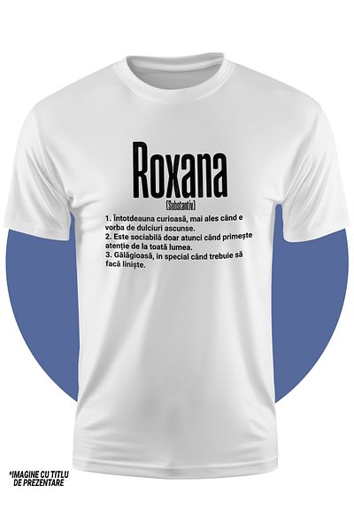 StoryGift Romania Tricou Copii Fete Cu Numele Roxana, Si Mesaj Amuzant, Curioasa, Sociabila, Galagioasa 100%