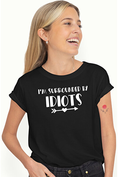 StoryGift Romania Tricou Femei cu mesajul "I'm surrounded by idi*ts" - sunt i...