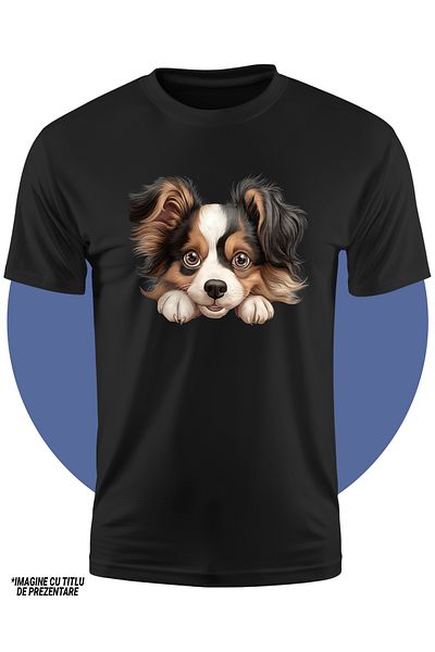 StoryGift Romania Tricou Copii Cu Un Catel Blanos De Talie Mica, Ilustratie, Alb, Maro, Negru, Pentru Iubito