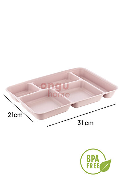 ongu home Five Compartment Table D'hôte Plate Washable Food Plate Food Plate Breakfast Plate (PINK)
