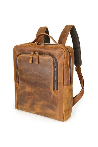 JOLAR. Crazy Horse Leather Backpack Suitable For Travel, Hiking, Everyday Activities, Retro Style