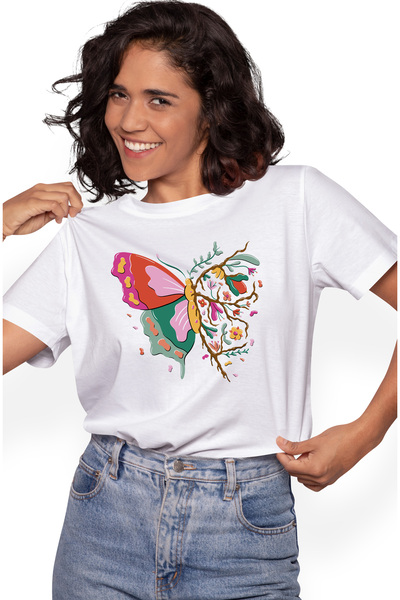 StoryGift Romania Tricou Femei Fluture, Copac, Arta, Design Creativ cu imprim...