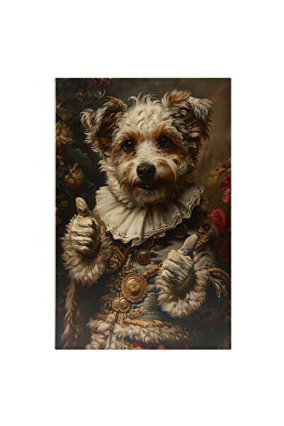 StoryGift Romania Tablou Canvas Catelus In Costum De Print Cu Degetele Mari I...