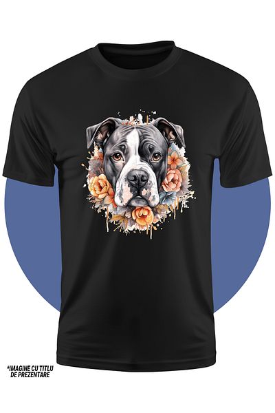 StoryGift Romania Kids T-Shirt With A Boxer Dog, Yellow Flowers, Oranges, Serious, Sad, 100% Illustration
