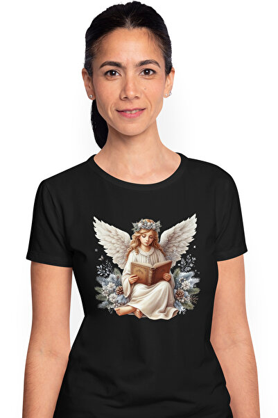 StoryGift Romania Tricou Femei cu un inger care citeste dintr-o carte, ilustr...