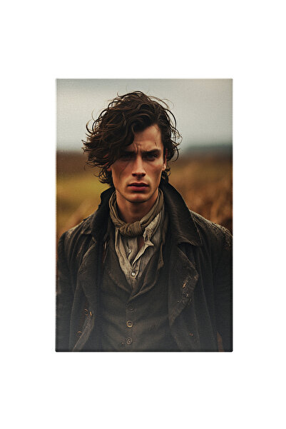 StoryGift Romania Tablou Canvas: Portret Baiat Tanar Cu Par Brunet In Camp Vant Pictura Digitala