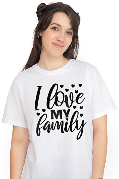 StoryGift Romania Tricou Femei cu inimioare si textul "I love my family" - im...