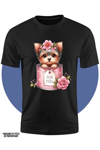 StoryGift Romania Tricou Copii Cu Un Catelus Blanos De Talie Mica, Ilustratie, Iese Dintr-o Conserva, Mesaju