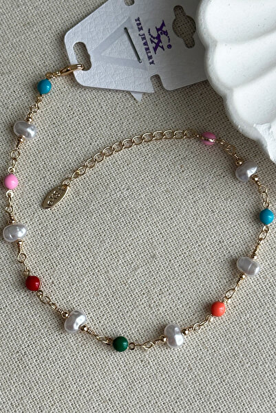 Modacaprea كابريا نحاس 22 سم + 5 سم خلخال حجر ملون خلخال نسائي ملون مقاوم للتلطخ