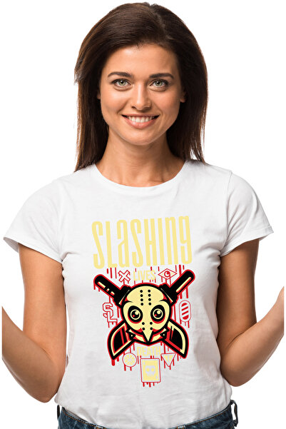 StoryGift Romania Tricou Femei Cu Masca Stil Pasare Cutite In X, Macete, Sange Curgator, Iubitorii WHT_L