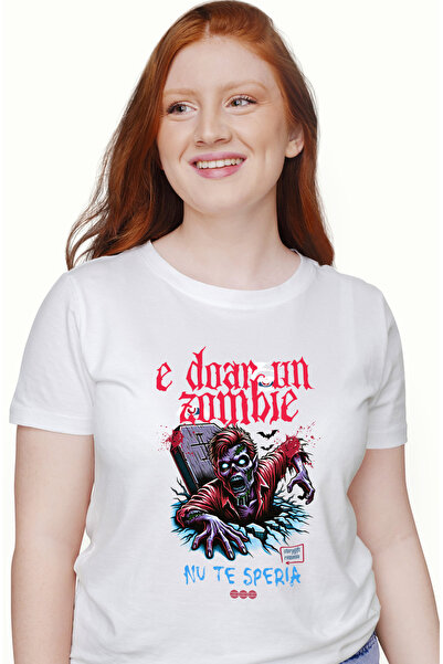 StoryGift Romania Tricou Femei e doar un zombie nu te sparia mormant H4ALLowe...