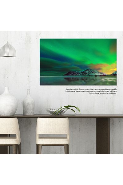 StoryGift Romania Tablou Canvas Aurora Boreala Cu Lentile De Filtru Islanda, Peisaj, Noapte, Univers, Luminile No