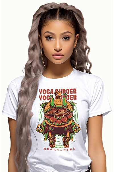 StoryGift Romania Tricou Femei Cu Mesaj In Engleza Yoga Burger, Rege, Fast Fo...