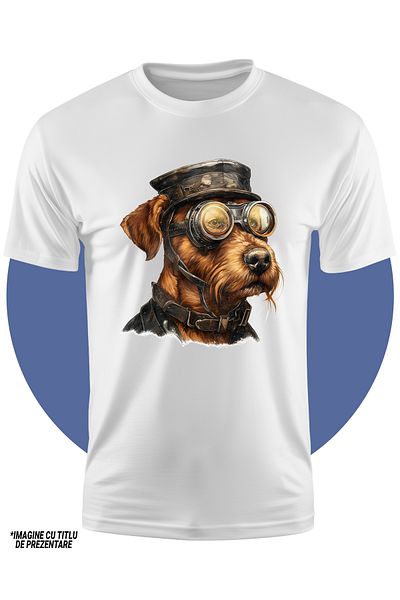 StoryGift Romania Tricou Copii Cu Un Caine Cu Ochelari De Pilot, Ilustratie, Zgarda, Serios, Razboi, Soldat,