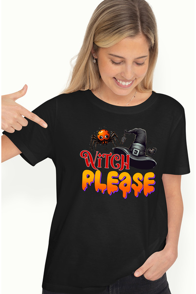 StoryGift Romania Tricou Femei cu mesajul "Witch, please", ilustratie, Hallow...