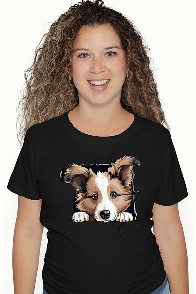 StoryGift Romania Tricou Femei cu Shetland Sheepdog (ciobanesc de Shetland), caine, animal de comp BLK_L