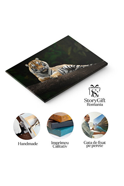StoryGift Romania Canvas Painting 70 x 50CM Wild Bengal Cat in the Jungle, the Predator Looking into the Depths by STG