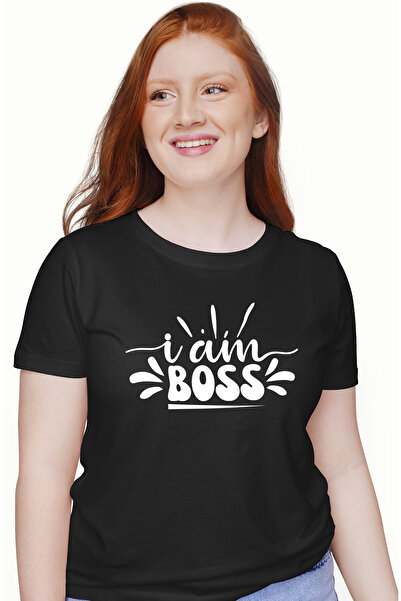 StoryGift Romania Tricou Femei cu mesajul in engleza "I am boss" - eu sunt se...