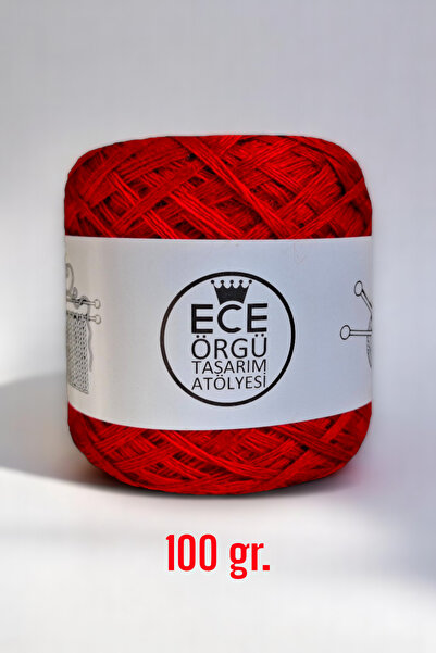 Ece Örgü Tasarım Atölyesi Premium kalite çok katlı, kırmızı, çok parlak, pürüzsüz, dut ipeği merino karışımı el örgü ipi