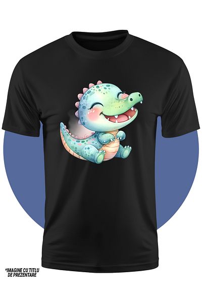 StoryGift Romania Tricou Copii Cu O Femela Dinozaur, Ilustratie, Micuta, Joaca, Se Simte Bine, Imbujorata, F