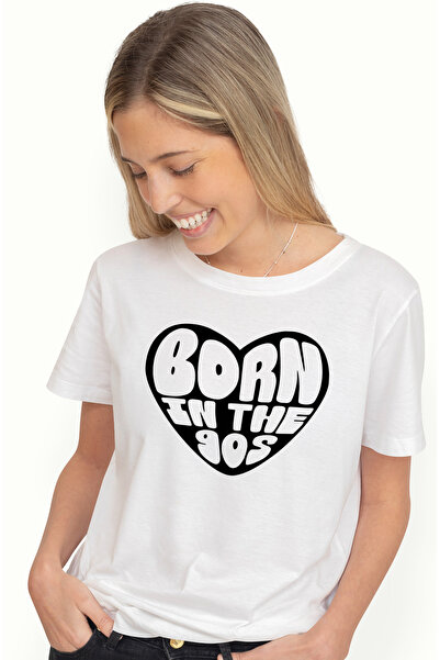 StoryGift Romania Tricou Femei cu inimioara si mesajul "Born in the 90s" - na...