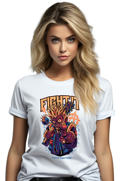 StoryGift Romania Tricou Femei Cu Mesaj In Engleza Fight It, Maimuta, Anarhie...