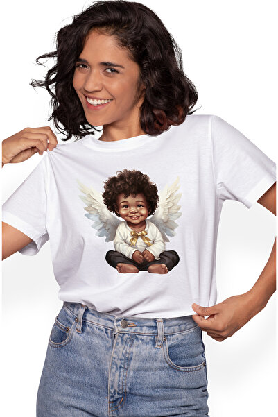 StoryGift Romania Tricou Femei cu un copilas de culoare, ilustratie, aripi de...