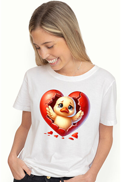 StoryGift Romania Tricou Femei cu un puisor trist, plange, ilustratie, inima ...