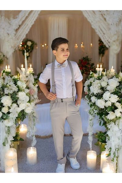 N.S.K NEWSTAR KİDS Boy's Suit with Bow Tie and Strap Shirt