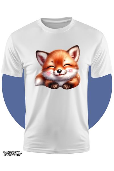 StoryGift Romania Tricou Copii Cu Un Pui De Vulpe Vesel, Ilustratie, Imbujorat, Copilarie, Pentru Iubitorii