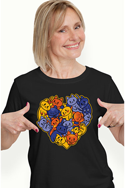 StoryGift Romania Tricou Femei Cu Pisici, Inima, Animale, Dungi, Iubire, Must...