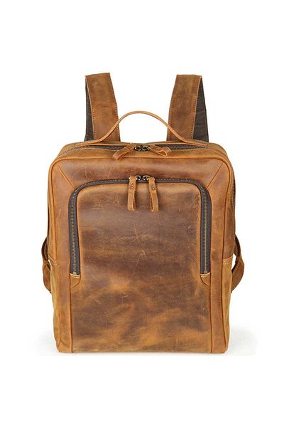 JOLAR. Crazy Horse Leather Backpack Suitable For Travel, Hiking, Everyday Activities, Retro Style